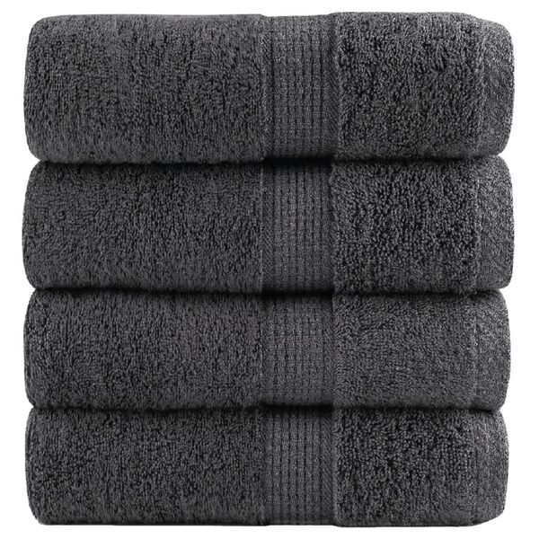 vidaXL Soap Towel Set of 4 Anthracite 100% cotton 11.8 x 11.8 in