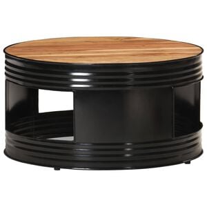 vidaXL Coffee Table Black Solid Acacia Wood Medium Round