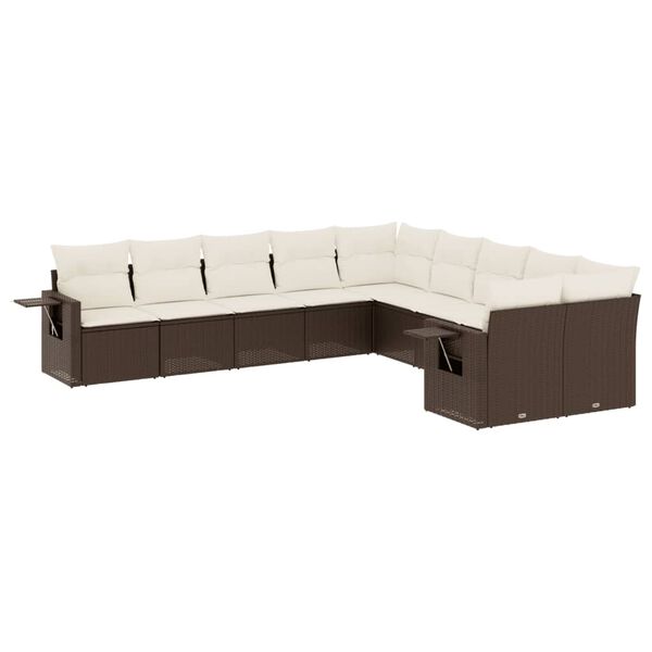 vidaXL Garden Sofa Set Brown and Cream White