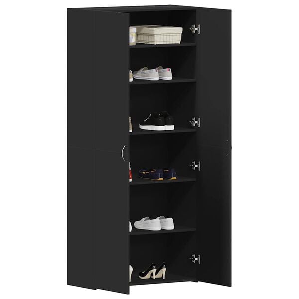 vidaXL Shoe Cabinet with Door Black 80 x 35.5 x 180 cm Engineered wood