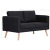vidaXL Sofa Black Polyester, Wood 2-Seater Removable Covers Sofa