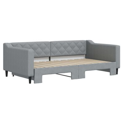 vidaXL Daybed with Trundle Light Gray 39.4"x74.8" Fabric