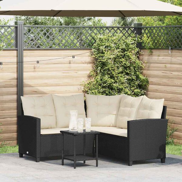 vidaXL Garden Sofa Black PE rattan Medium Removable Covers Garden Sofa