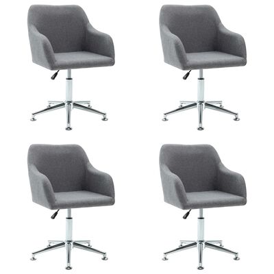 vidaXL Swivel Dining Chairs 4 pcs Light Gray Fabric