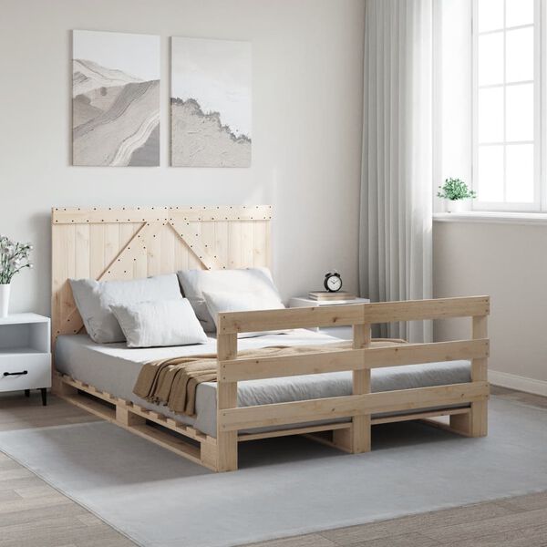 vidaXL Bed Frame Natural Wood Solid pine wood 55.1x78.7 in Durable