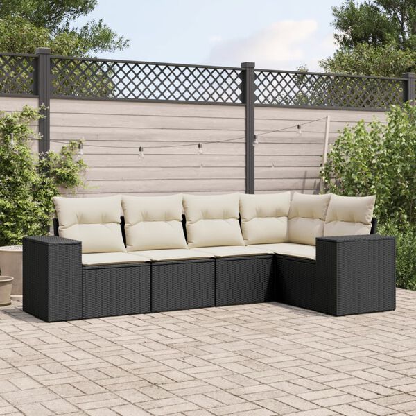 vidaXL Garden Sofa Set Black and Cream White
