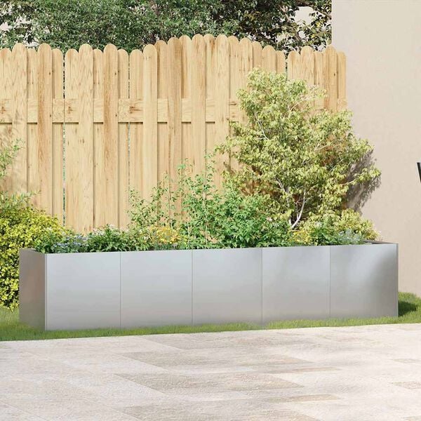 vidaXL Planter Grey Galvanized Steel Large Decorative Inlays Planter