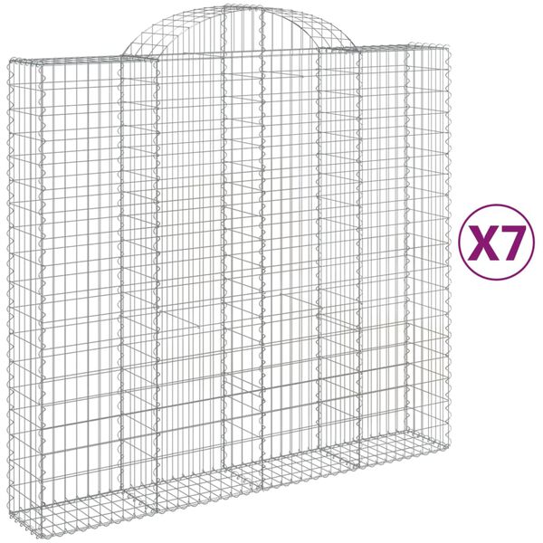 vidaXL Gabion Basket Set of 7 Silver Galvanized Iron Large Durable