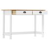 vidaXL Console Table White and Natural Solid Pine Wood Compact Storage