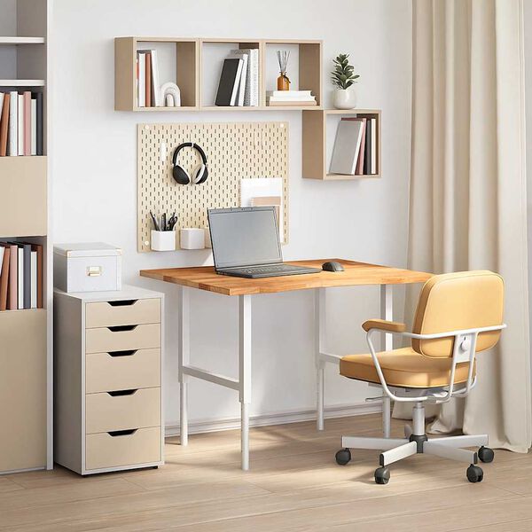 vidaXL Desk Top Light brown Solid oak wood 39.4 x 31.5 in. Durable