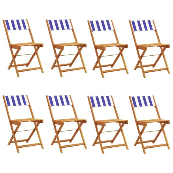 vidaXL Garden Chair Set of 8 Blue and White
