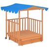vidaXL Playhouse With Sandbox Natural with blue roof Fir wood Medium