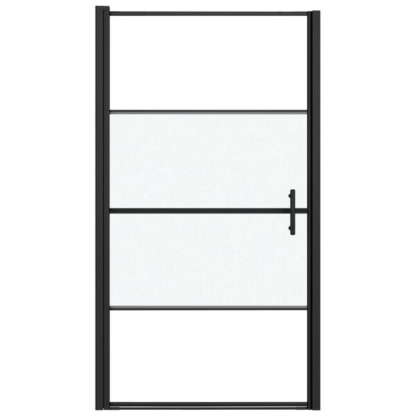 vidaXL Shower Door 39.4"x70.1" Half Frosted Tempered Glass Black