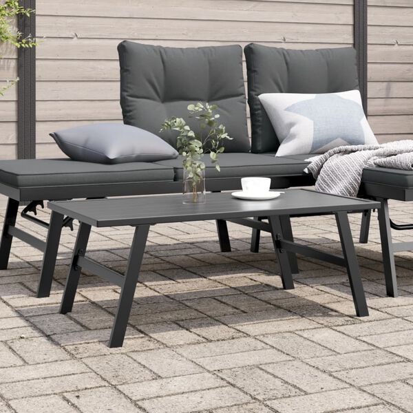 vidaXL Garden Coffee Table Black Powder-coated steel Medium Durable
