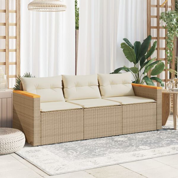 vidaXL Garden Sofa Beige and Cream