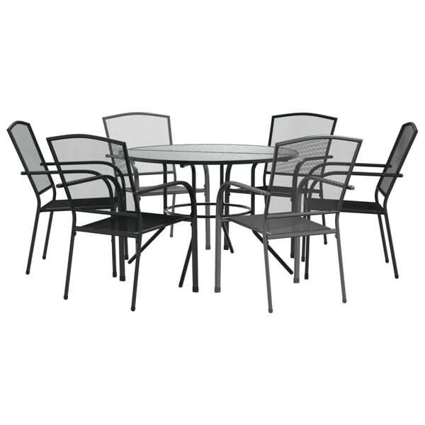 vidaXL Garden Chair Set Anthracite Powder-coated steel Medium Stackable