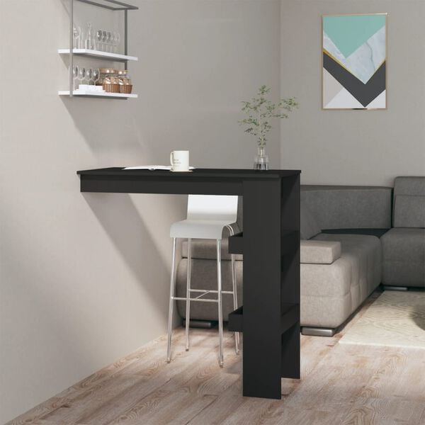 vidaXL Wall Bar Table Black Engineered wood Medium Wall Bar Table