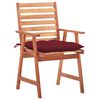 vidaXL Patio Chair Set of 3 Wine Red Acacia Wood and Polyester Standard