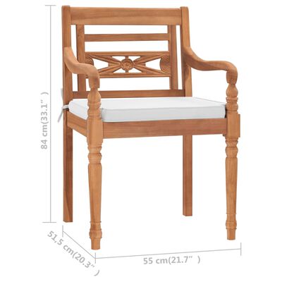vidaXL Batavia Chairs 2 pcs with Cushions Solid Teak Wood