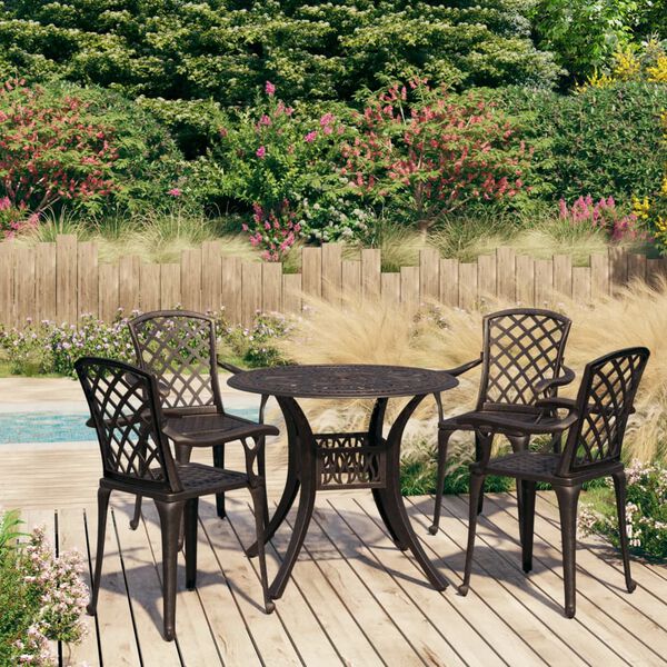 vidaXL Bistro Set Bronze Cast Aluminum Medium Durable Bistro Set
