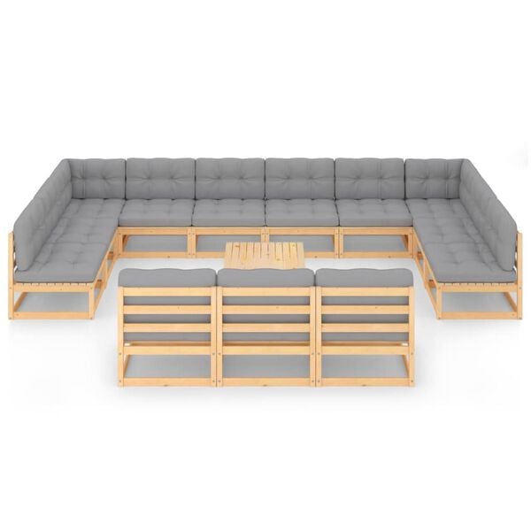 vidaXL Garden Lounge Set Natural wood, Grey