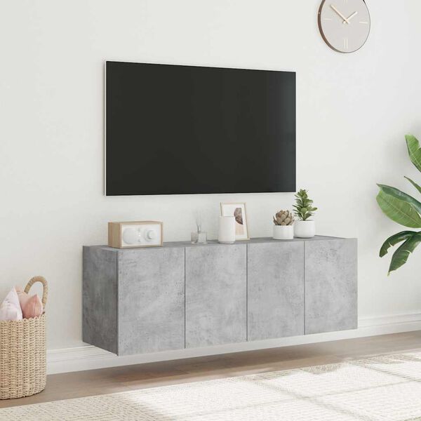 vidaXL TV Wall Cabinet Set of 2 Concrete grey Engineered wood Medium