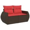 vidaXL 7 Piece Patio Sofa Set with Cushions Brown Poly Rattan