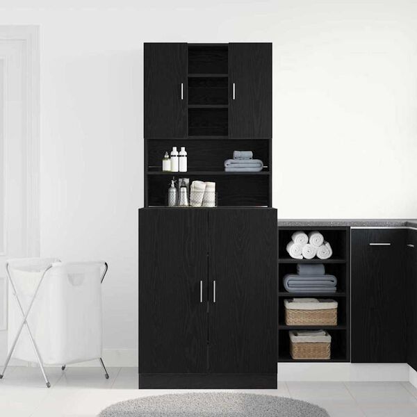 vidaXL Washing Machine Cabinet 2 pcs Black Oak