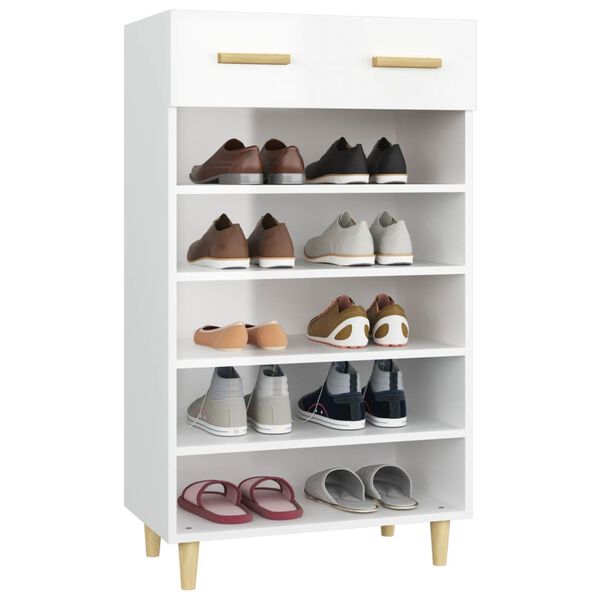 vidaXL Shoe Cabinet High gloss white Engineered wood Tall Shoe Cabinet