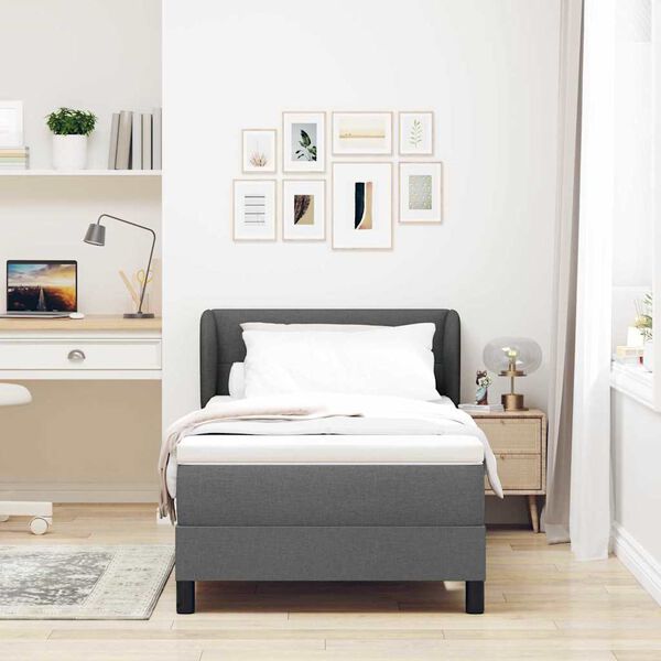 vidaXL Box Spring Bed with Mattress Dark grey 31.50 x 78.74 in Fabric