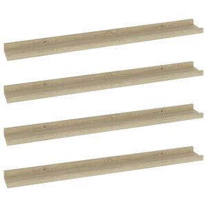 vidaXL Wall Shelf Set of 4 Sonoma oak MDF 31.5 in x 3.5 in x 1.2 in