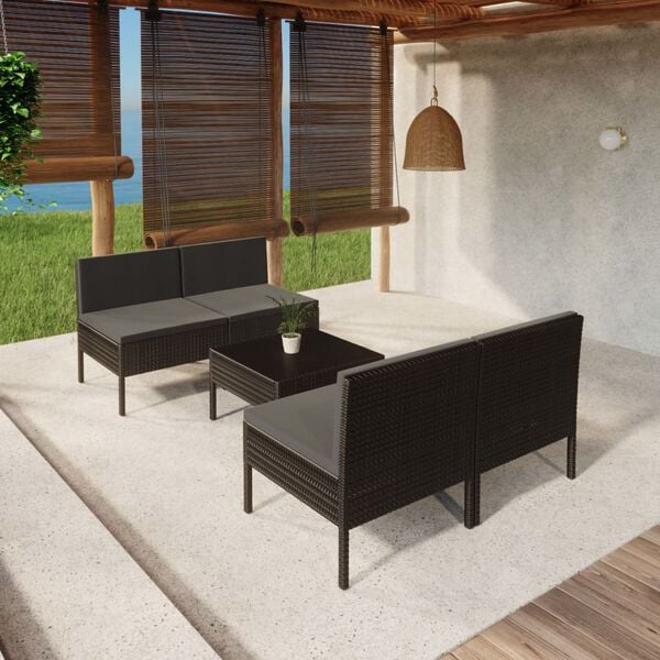 vidaXL Garden Lounge Set Black
