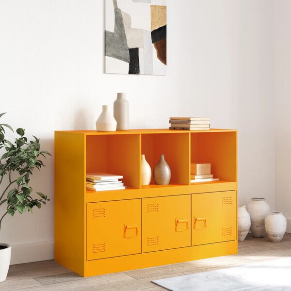 vidaXL Sideboard Mustard Yellow Cold-rolled Steel Medium Sideboard
