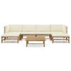 vidaXL Garden Lounge Set Cream White Bamboo, Polyester Modular
