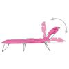 vidaXL Sun Lounger Pink Powder-coated steel Standard Adjustable Armrests