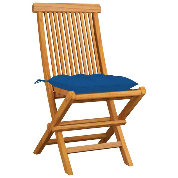 vidaXL Patio Chair Set of 8 Blue Solid Teak wood Medium Foldable