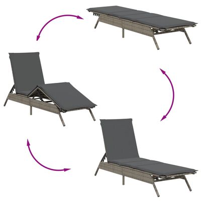 Diagram showing a modular lounger rotating positions: upright, flat, and two intermediate positions.