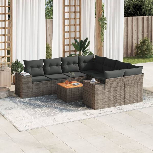 vidaXL Garden Sofa Set Grey PE rattan Large Modular Garden Sofa Set