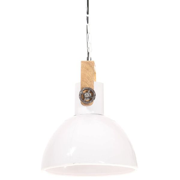 vidaXL Hanging Lamp White and brown Iron, solid mango wood Medium