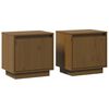 vidaXL Bedside Cabinet Set of 2 Honey brown Solid pinewood Small