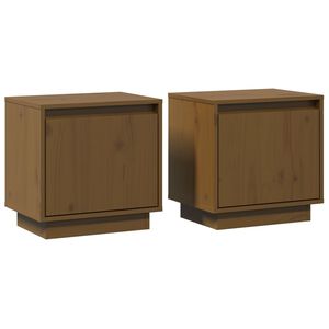 vidaXL Bedside Cabinet Set of 2 Honey brown Solid pinewood Small