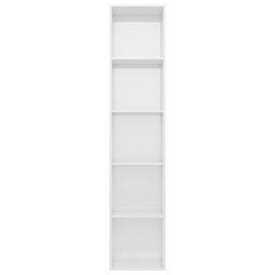vidaXL Book Cabinet High Gloss White 15.7"x11.8"x74.4" Engineered Wood