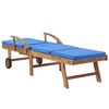 vidaXL Sunlounger Set of 2 Blue Teak wood Large Adjustable Footrests