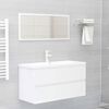 vidaXL Sink Cabinet High Gloss White Engineered Wood Storage