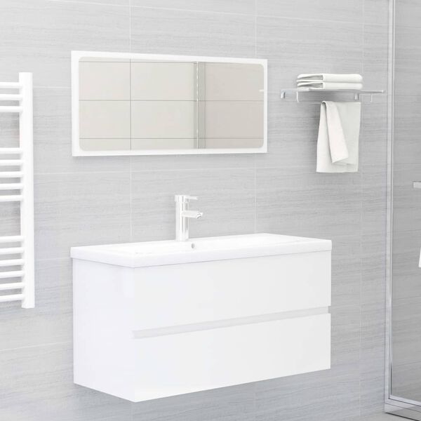 vidaXL Sink Cabinet High Gloss White Engineered Wood Storage