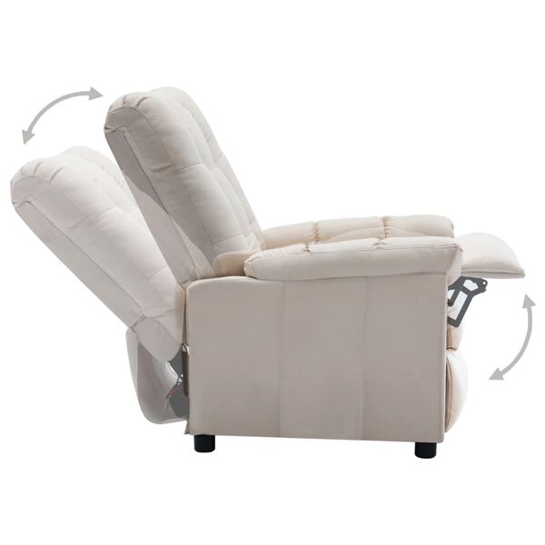 vidaXL Recliner Cream Polyester, Plywood, Iron, Sponge, PP Cotton Large