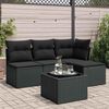 vidaXL Garden Sofa Set Black PE rattan, powder-coated steel, tempered glass