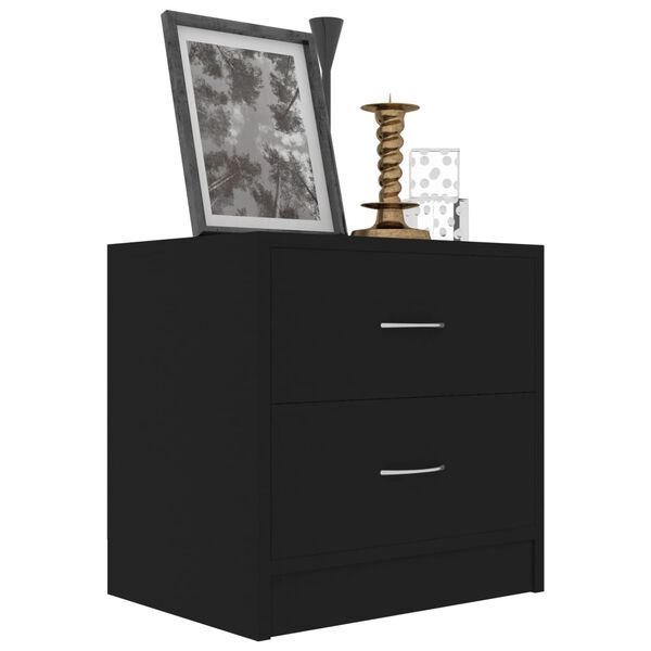 vidaXL Bedside Cabinet Set of 2 Black Engineered Wood 15.7x11.8x15.7 in