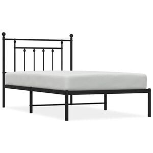 vidaXL Bed Frame Black Powder-Coated Steel Twin Bed Frame Rectangular