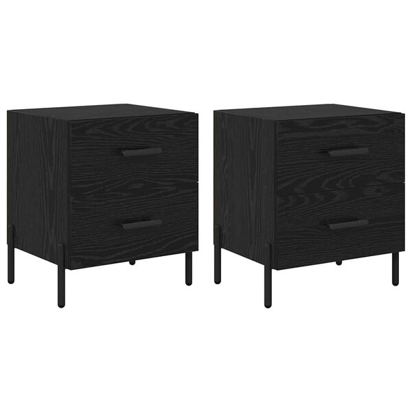 vidaXL Bedside Cabinet 2 pcs Black Oak 15.75 x 13.78 x 18.70 in